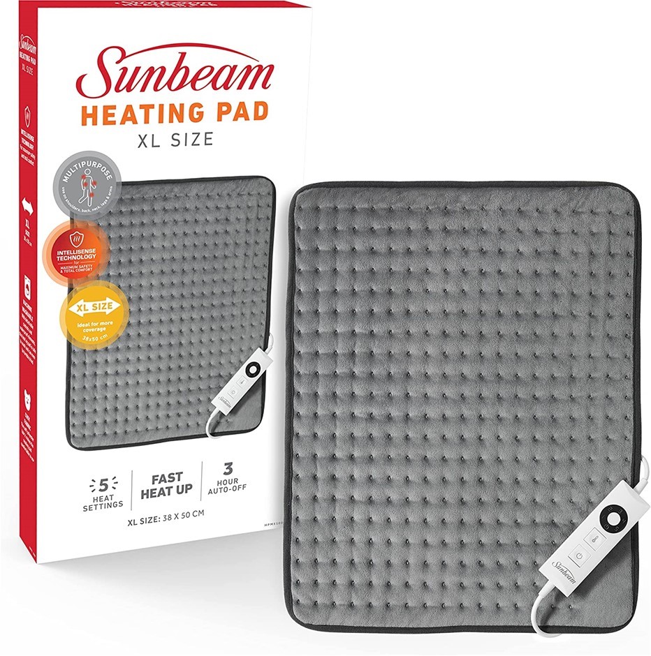 2 x SUNBEAM Multipurpose Electric Heating Pad XL, 38x50cm, Wide Coverage, 5