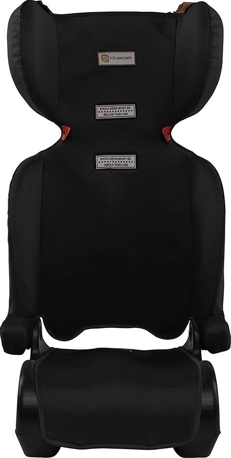 INFASECURE Versatile Folding Booster Car Seat for 4 to 8 Years, Black.