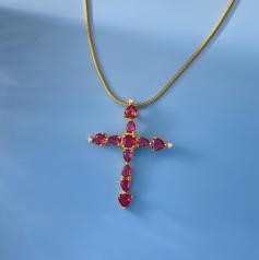 Elegant 18K Yellow Gold plated Simulated Diamond Necklace