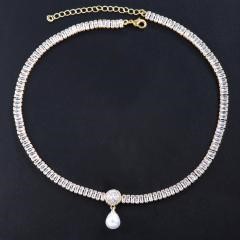 Elegant 18K White Gold plated Simulated Diamond Necklace