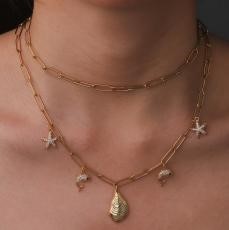 Elegant 18K Yellow Gold plated Simulated Diamond Necklace