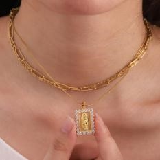 Elegant 18K Yellow Gold plated Simulated Diamond Necklace