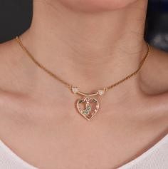 Elegant 18K Yellow Gold plated Simulated Diamond Necklace