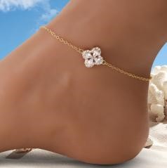 Elegant 18K Yellow Gold plated Simulated Diamond anklet