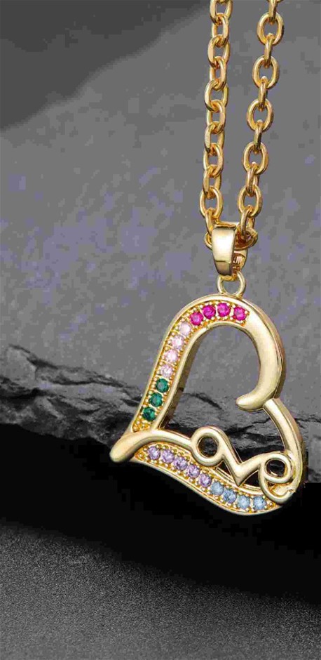 Elegant 18K Yellow Gold plated Simulated Diamond Necklace