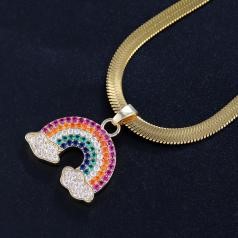 Elegant 18K Yellow Gold plated Simulated Diamond Necklace