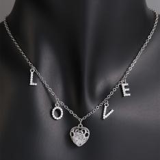 Elegant 18K White Gold plated Simulated Diamond Necklace
