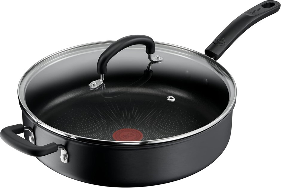 TEFAL Specialty Hard Anodised Non-Stick Sautepan 30cm + Lid, B4848217.