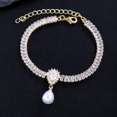 Elegant 18K Yellow Gold plated Simulated Diamond Bracelet