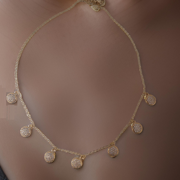 Elegant 18K Yellow Gold plated Simulated Diamond Necklace