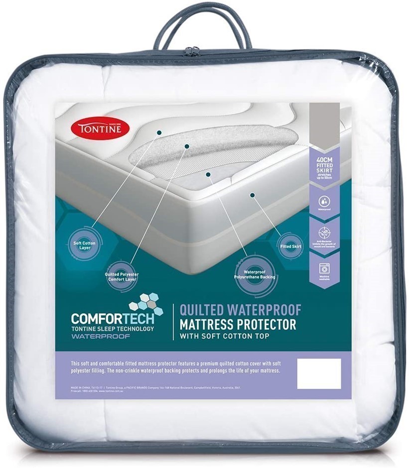 TONTINE T6114 Comfortech Quilted Waterproof Mattress Protector, Double.