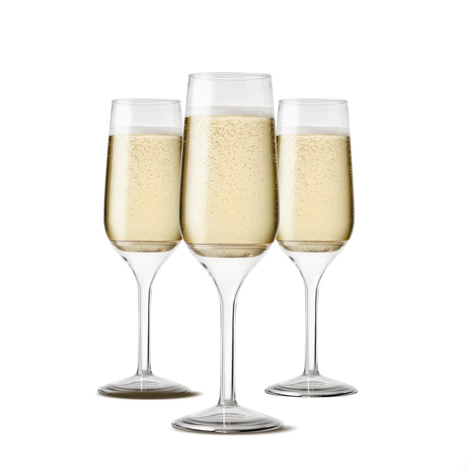 Pack of 12 x TOSSWARE POP 6oz Stemmed Flute Set Recyclable Plastic Champagn