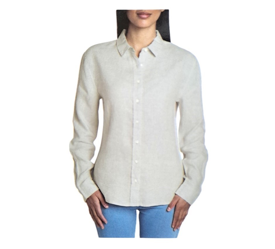 JACHS GIRLFRIEND Women's Linen Shirt, Size 2XL, 55%Linen/45%Cotton, Stone.