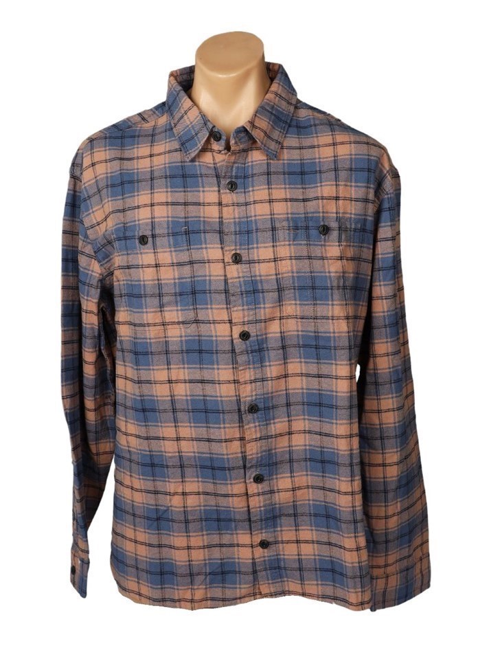 JACHS Men's Flannel Shirt, Size XL, 100% Cotton, Blue/Beige. Buyers Note -