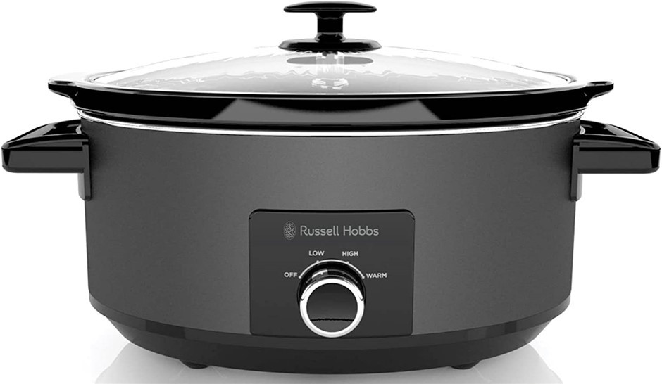 RUSSELL HOBBS Slow Cooker 7L, Colour: Black, Premium Matte Black Finish. NB