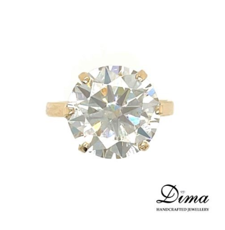 9ct Yellow Gold, 6.14ct Moissanite Ring