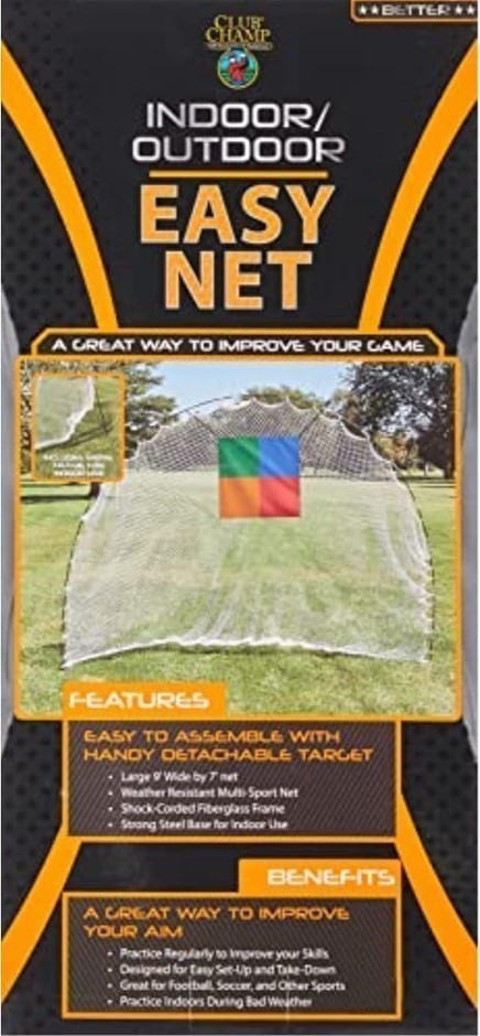 CLUB CHAMP Indoor/Outdoor Multi-Sport Easy Net, White, 8' x 10'.