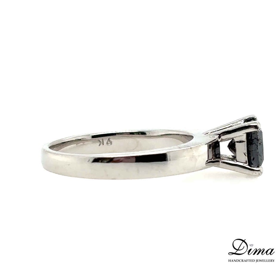 9K White Gold Treated Black Dia. Ring