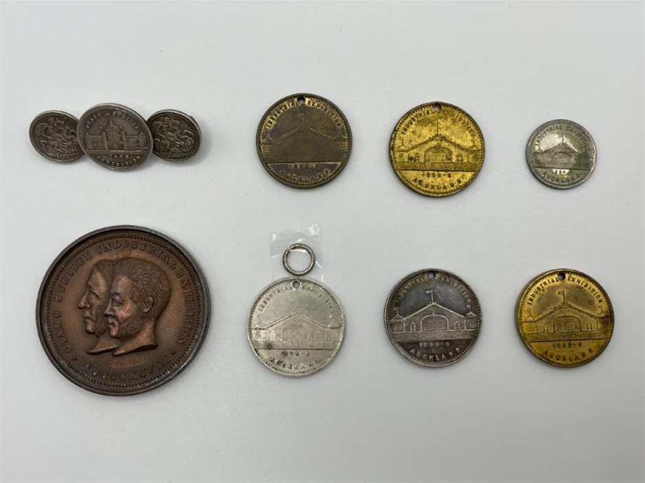 8 x 1898-9 Industrial, Mining, & Otago Jubilee Exhibition items
