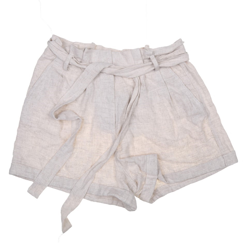 2 x MATTY M Women's Tie-Front High-Waisted Shorts, Size L, Viscose/Linen, O