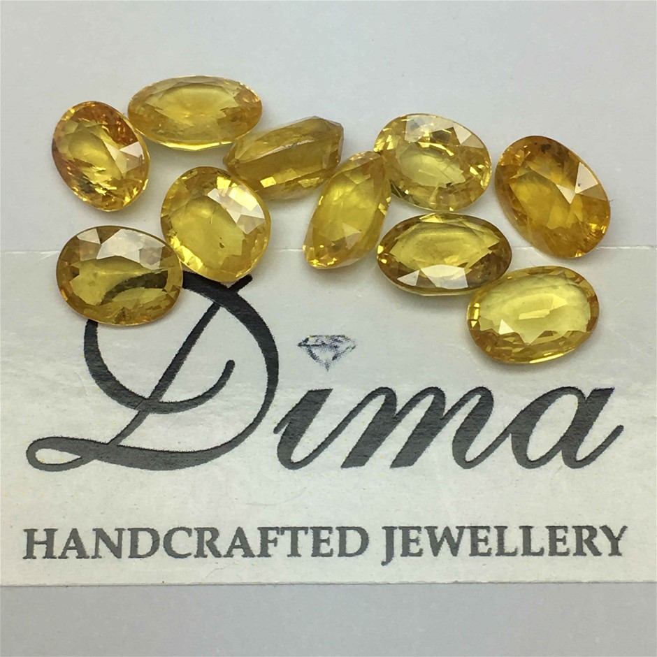 Ten Stones Yellow Sapphire Oval 13.41ct