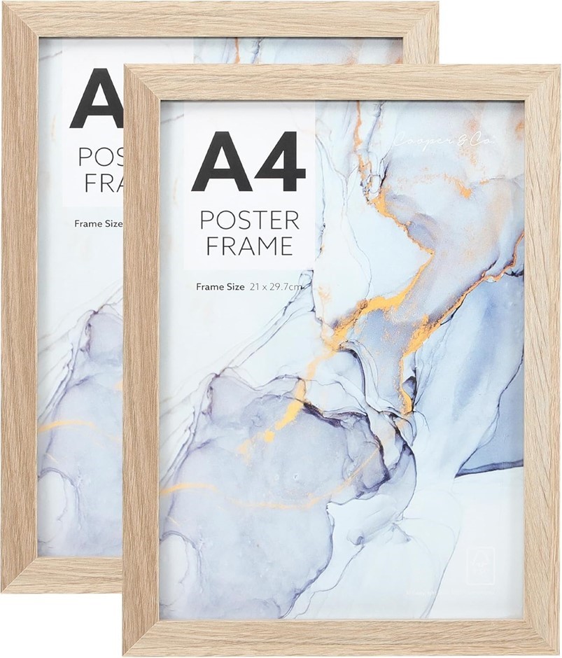 COOPER & CO. Set of 2 A4 Natural Poster Photo Frames.