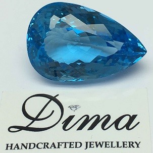 One Stone Blue Topaz Pear 81.82ct