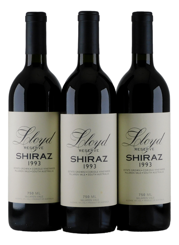 Coriole Lloyd Reserve Shiraz 1993 (3x 750mL). McLaren Vale. 5* Prov.
