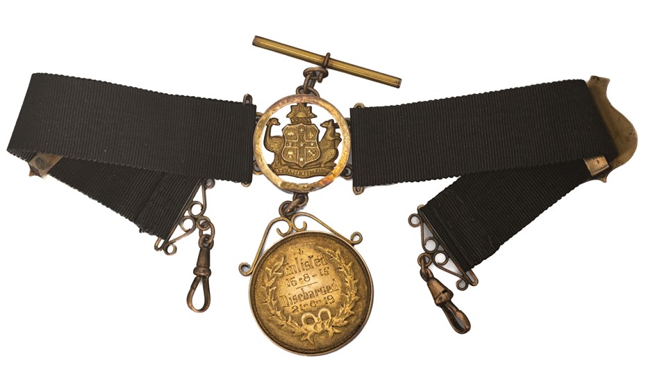 1919 WWI Return 15Ct Gold Medal to A.W.Riddle. Approx. 11.8gm. Auction ...