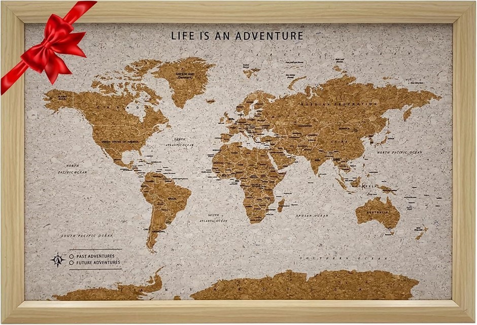 SPLOSH TVB03 Travel Board World Map, Small, Beige/White.