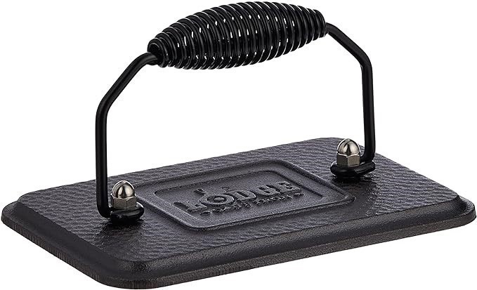 LODGE LGP3 Cast Iron Rectangular Grill Press, 17.1 x 11.4 cm.