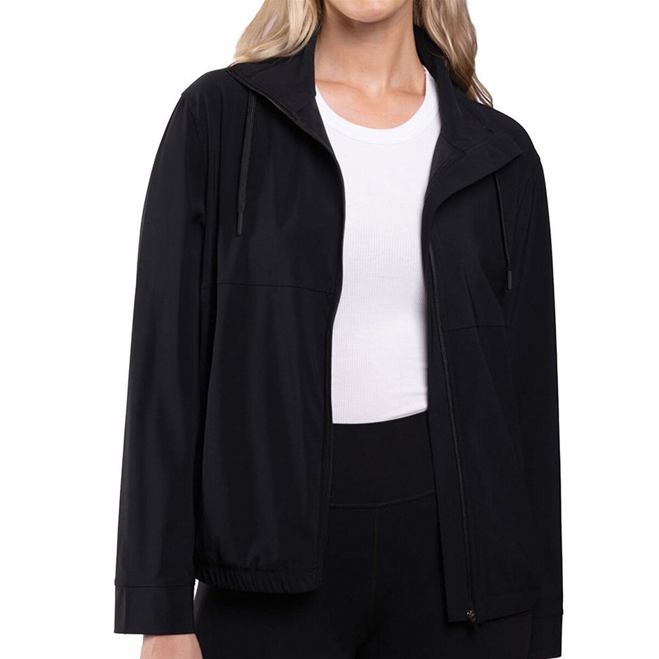SIGNATURE Women's Active Full-Zip Jacket, Size L, Black.
