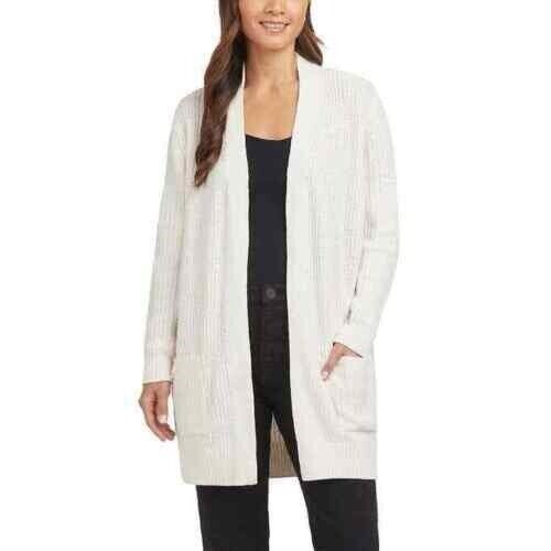 MATTY M Women's Rib Stitch Chenille Cardigan, Size M, Ivory, MS9120AU.