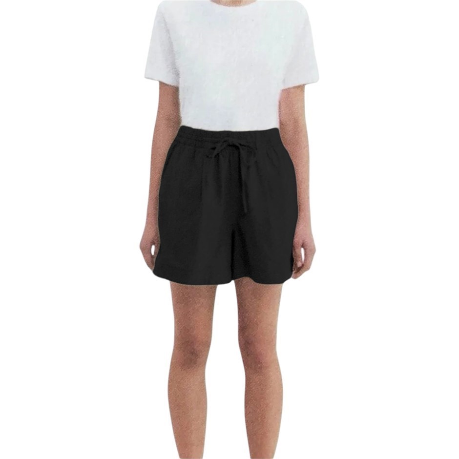 SABA Women's Shorts, Size 16, 55%Linen/45%Cotton, Black, AG214012. Buyers