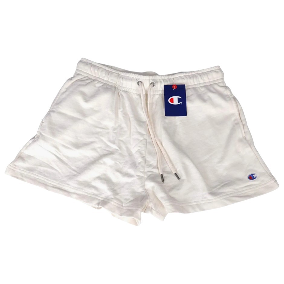 2 x CHAMPION Women's French Terry C-Logo Short, Size XL, Cotton, White Ferr
