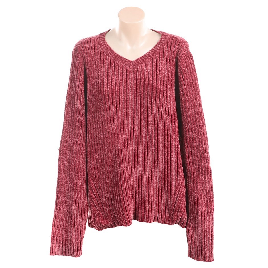 JACHS Women's V-Neck Soft Jumper, Size M, 100% Polyester, Red. Buyers Note