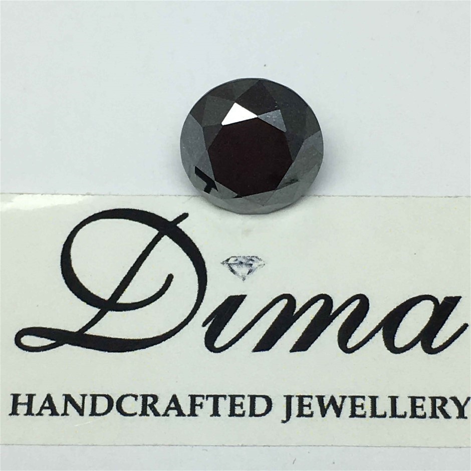 One Stone Black Moissanite Round 4.40ct