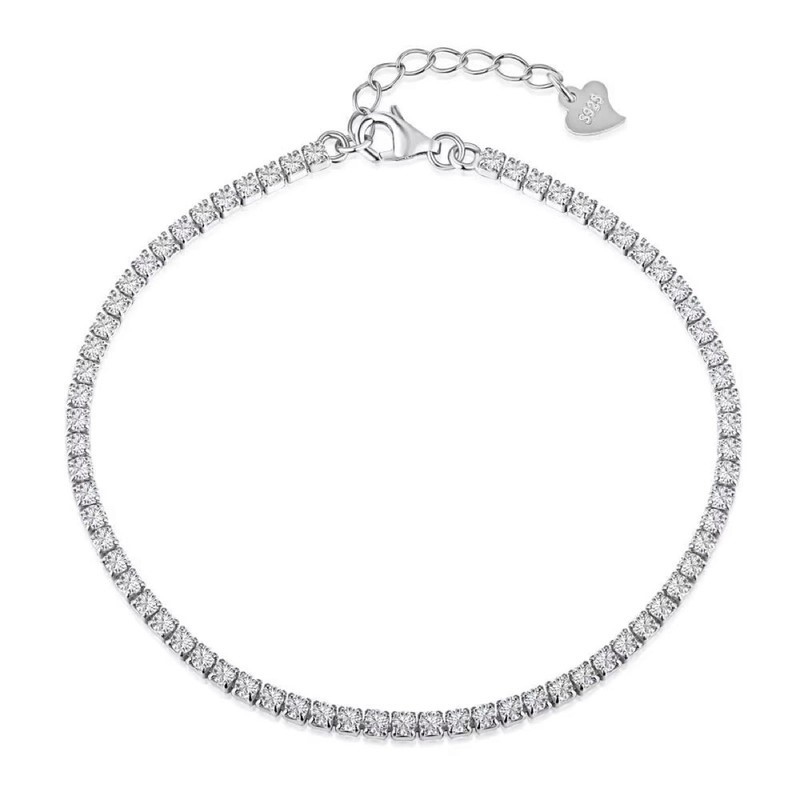 LARIAT BRACELET W/ ROUND LAB SIMULATED DIAMONDS/ 925 STERLING SILVER