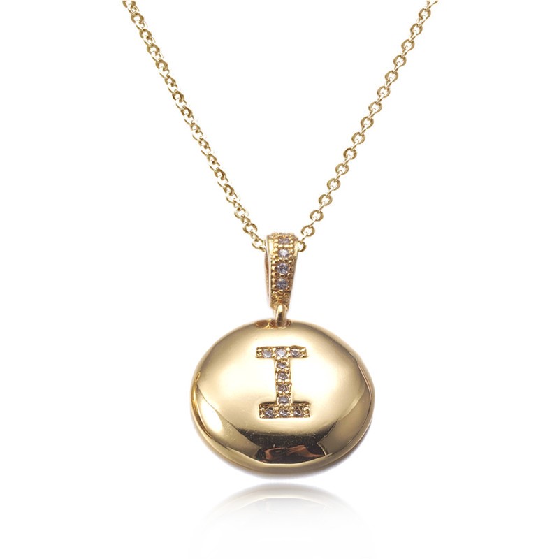 Personalized Letter 'I' Gold Plated CZ Fine Jewelry Beads Pendant ...