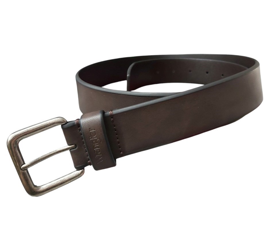 WRANGLER Leather Belt, Size 40/42, Dark Brown, WRBGS2502. Buyers Note - Di
