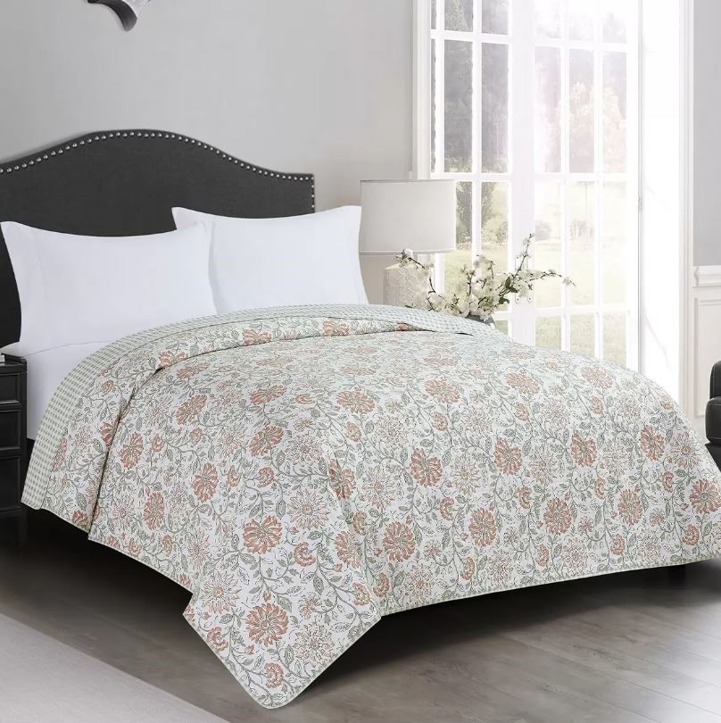 FRAICHE MAISON Microfiber Quilt King, Genevieve Floral. Buyers Note - Disc