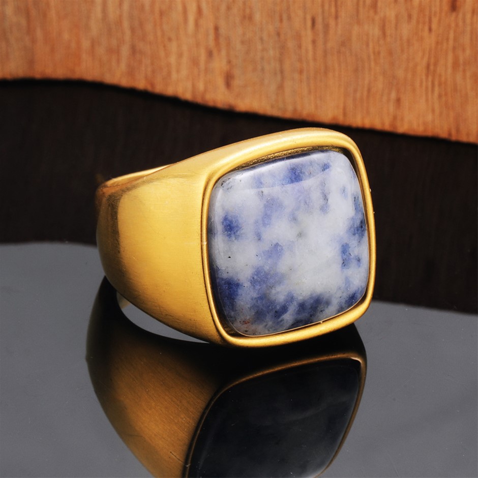 Square Blue Stone Wedding Ring Size 9