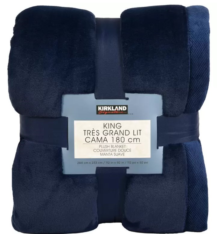 KIRKLAND Signature KING Size Tres Grand Lit Cama Plush Blanket, 180cm, Blue