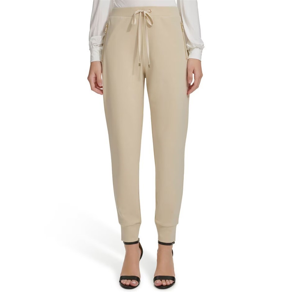 DKNY Women's Crepe Cuffed Pants, Size L, Pebble (PBL). Buyers Note - Disco