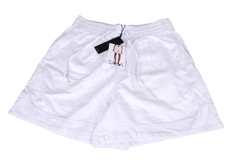 SABA Women's Shorts, Size 12, 55%Linen/45%Cotton, White, AG214012.