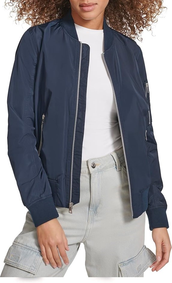 LEVI'S Women's Melanie Newport Bomber Jacket, Size S, Navy (NVY), LW7RP570.