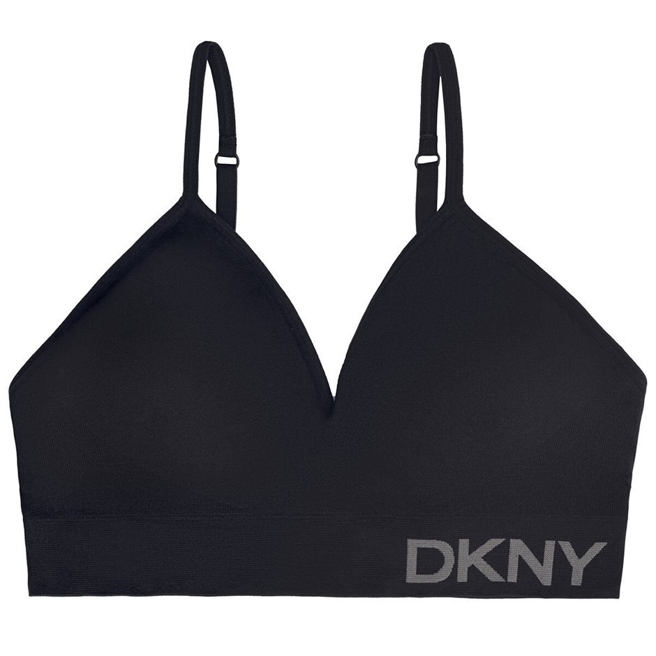 2pk DKNY Women's Seamless Bra, Size M, 91% Nylon, Black (BLACKPK).