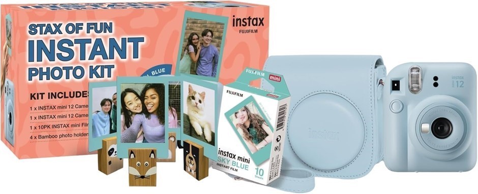 INSTAX FUJIFILM STAX of Fun Instant Photo Kit, Pastel Blue. NB: GOOD AS NEW