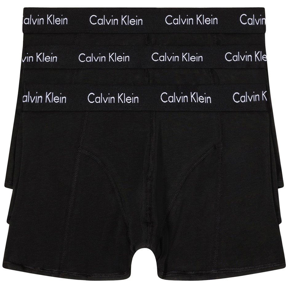 CALVIN KLEIN Men's 3pk Cotton Stretch Trunks, Size Small, 95% Cotton, Black