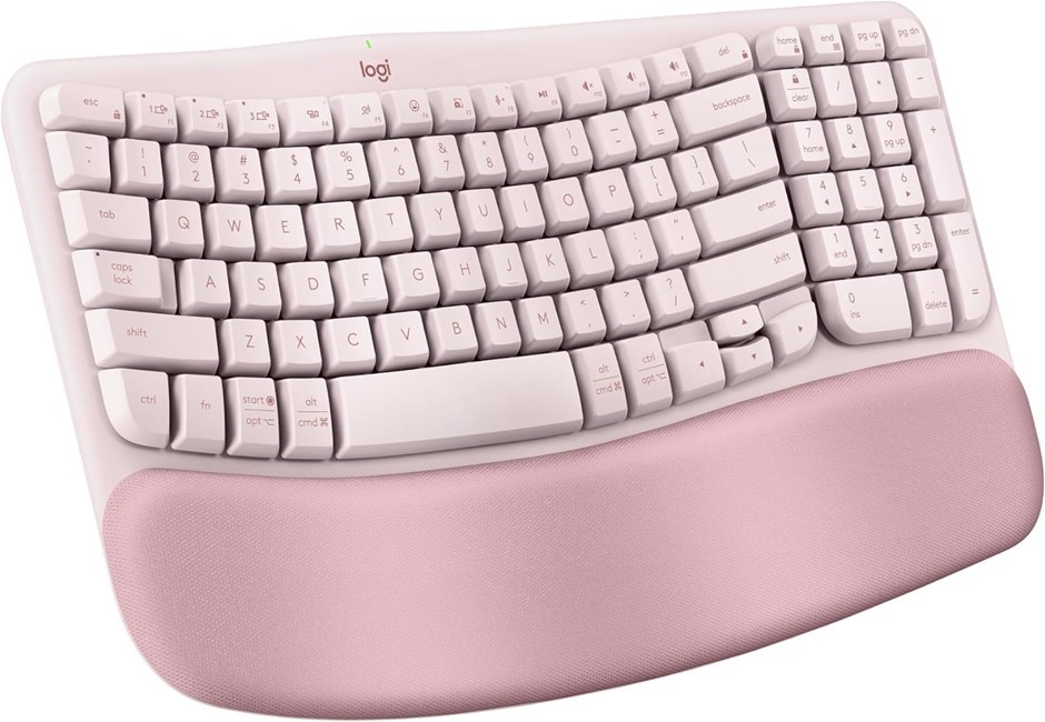LOGITECH Wave Keys Wireless Ergonomic Keyboard, Rose. NB: Minor Use, Not In